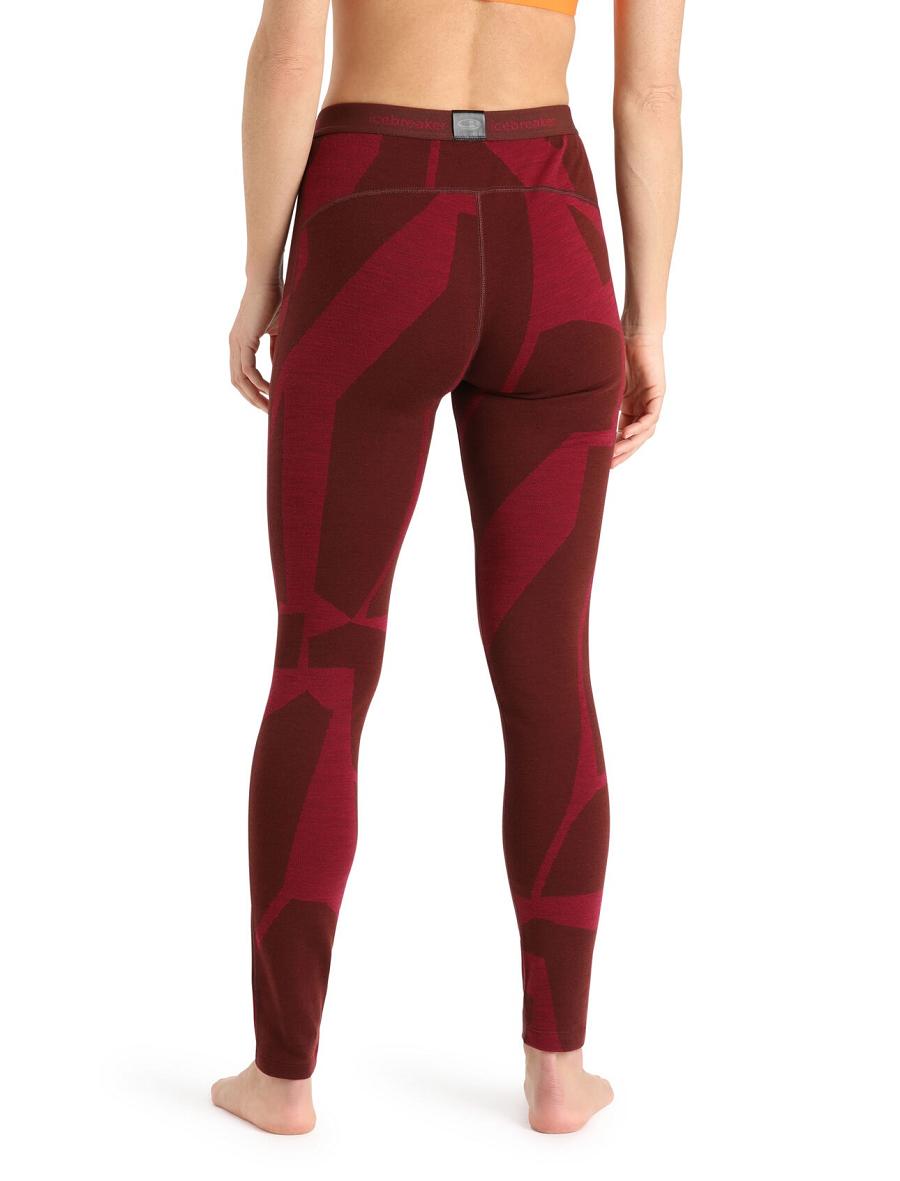 Espresso / Cherry Women's Icebreaker Merino 250 Vertex Thermal Fractured Landscapes Leggings | USA 1541OKIR